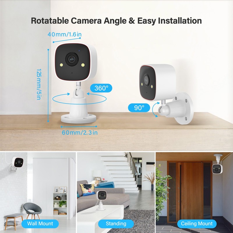 4-Pack Wireless 2.4G WiFi Security Camera System Smart Outdoor Night Vision 3MP gallery
