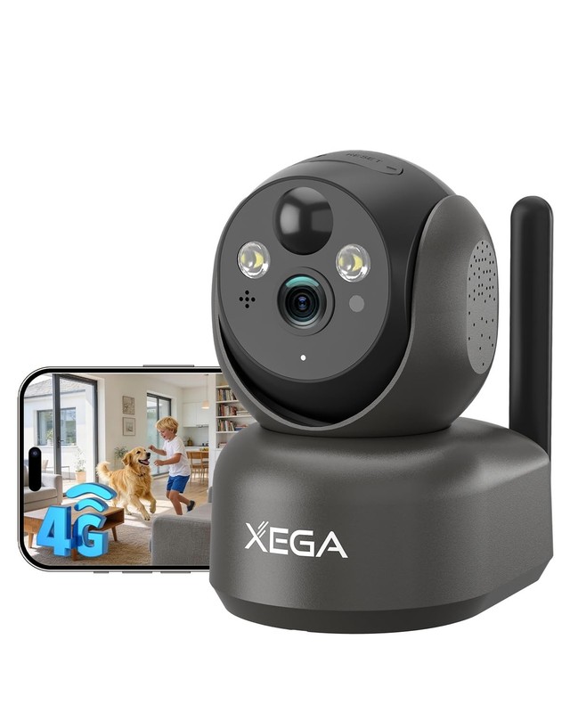 4G Wireless Indoor Security Camera, 2K PTZ, No WiFi, Battery-Powered, Motion Det