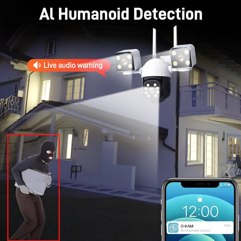 6K 12MP WiFi Surveillance Camera 3 Screens 8MP Outdoor Security PTZ IP Cameras gallery