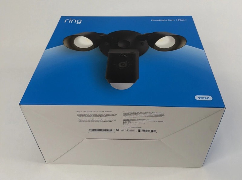 Ring Floodlight Cam Wired Plus Outdoor Full HD Surveillance Camera – Black New