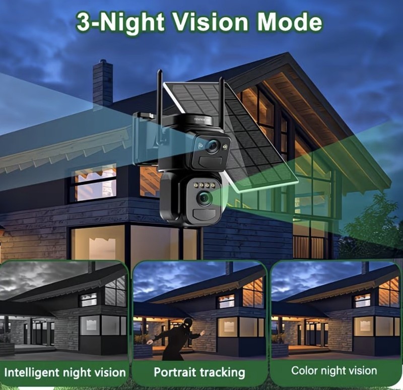 10x Zoom Security Camera, 360° Degrees Wireless HD Night-Vision Solar-Powered gallery