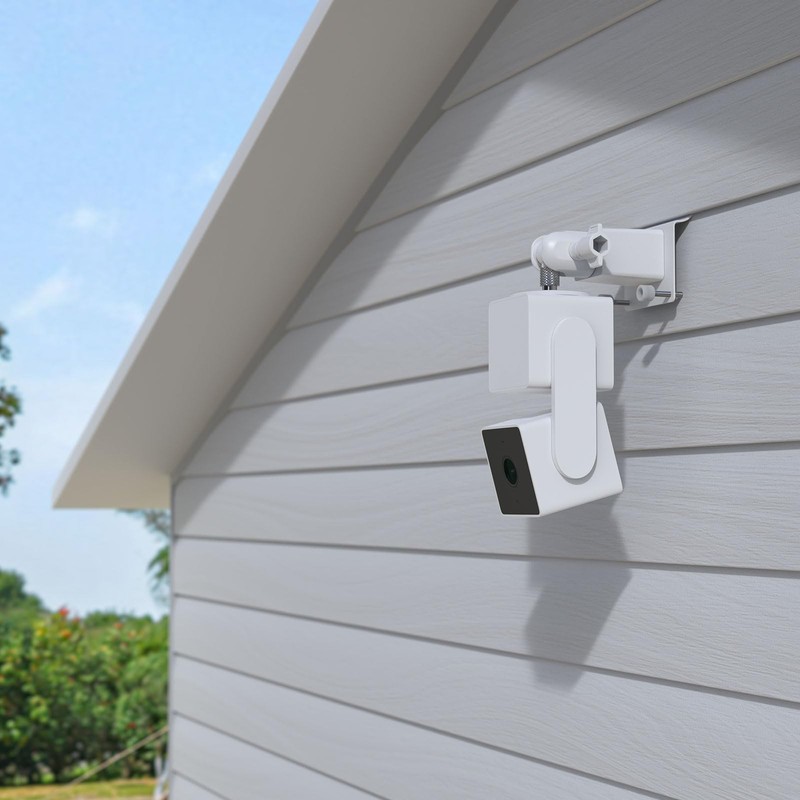 White Vinyl Siding Mount Gutter Bracket Compatible with Wyze Cam Pan V3 Camera gallery