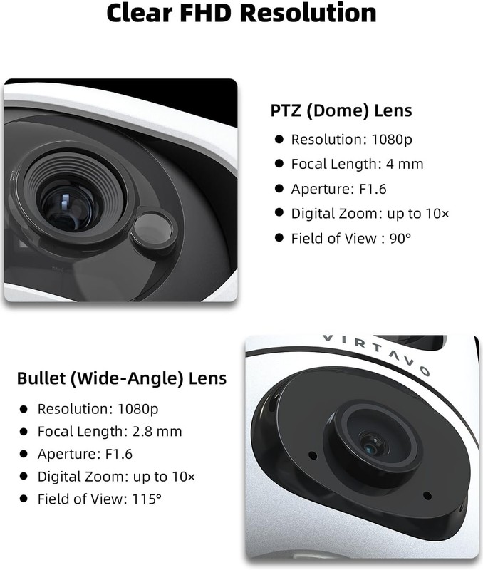 VIRTAVO XD1 Indoor Security Wi-Fi Camera White Dual-Lens 360° Motion Tracking gallery