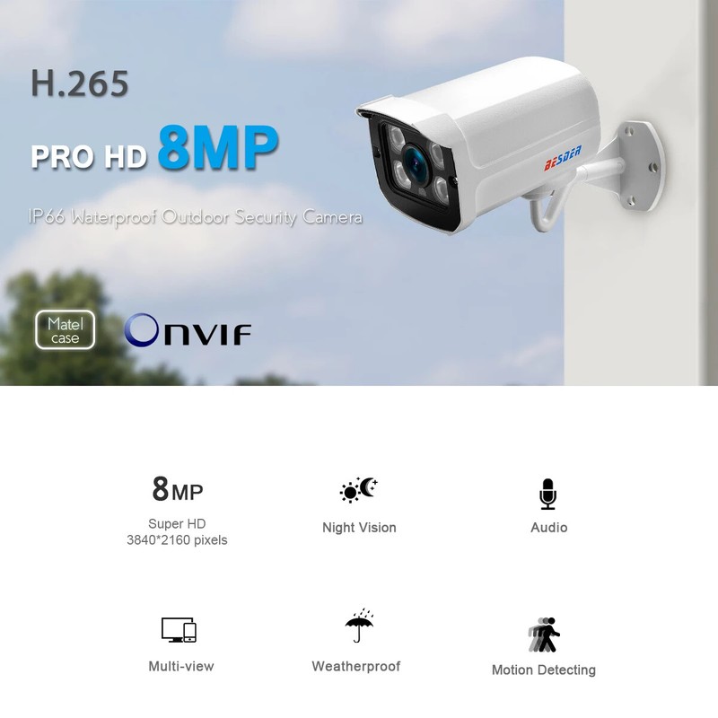 8MP IP Camera HD 4MP Waterproof Video Surveillance Bullet Camera IR Night Vision gallery