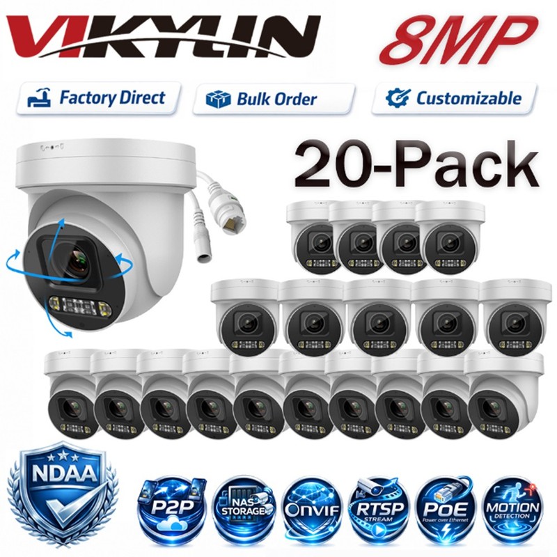 20 Pack Vikylin 8MP 5X Zoom PTZ IP Camera Full Color POE 2-Way Audio NDAA Onvif