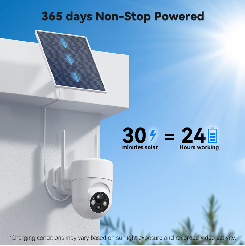 Solar Security Camera Wireless Outdoor, 2K WiFi Camera with 360° Coverage, Color gallery