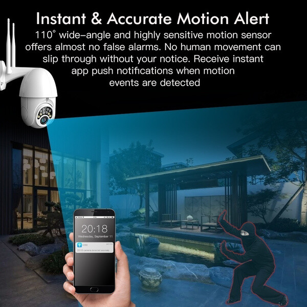 Wi-Fi IP Security Surveillance Camera with Onvif PTZ Waterproof 2MP 1080P V380 gallery