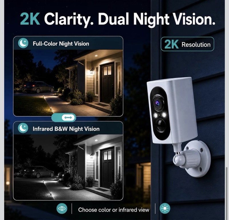 Wireless 3MP Wi-Fi IP Camera 355° Pan/Tilt Night Vision Motion, 128GB gallery