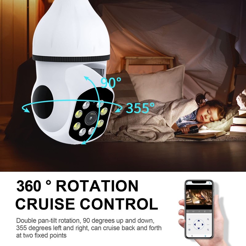 8mp/4k Light Bulb Security Cameras 2.4GHz&5GHz Outdoor Wireless WiFi Light So... gallery