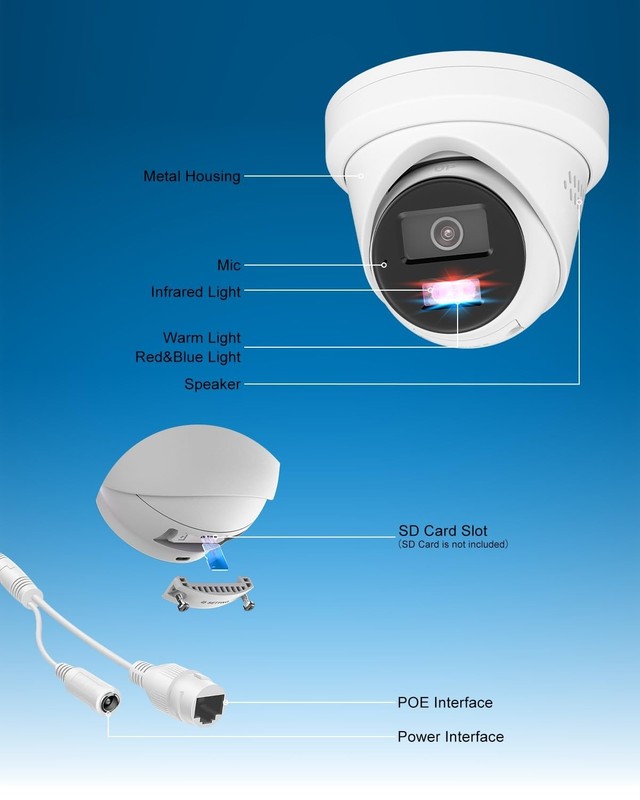 Anpviz 2PCs 8MP PoE IP Turret Camera Security Camera Color Night Vision 2.8mm gallery