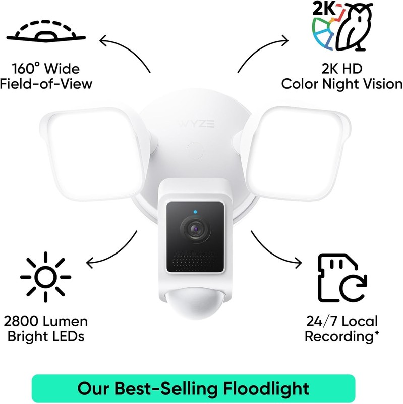 WYZE Floodlight Camera v2, 2K HD Outdoor Security Camera with 2800 Lumens gallery
