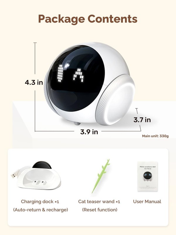 Smart Mobile Pet Camera Robot, 1080P HD Indoor Pet Camera for Home, Auto Patr... gallery