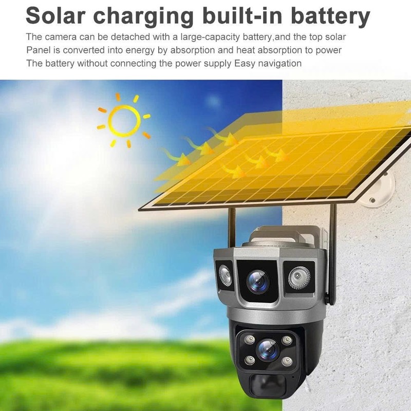 Solar Camera Outdoor Wireless 12MP WiFi 360° PTZ Security 10X Zoom PTZ CCTV gallery