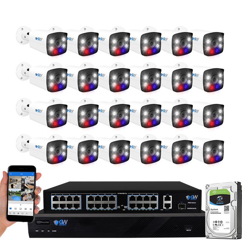 32 Channel NVR 24 X 8MP 4K 2-Way Audio Full Color PoE IP Security Camera System