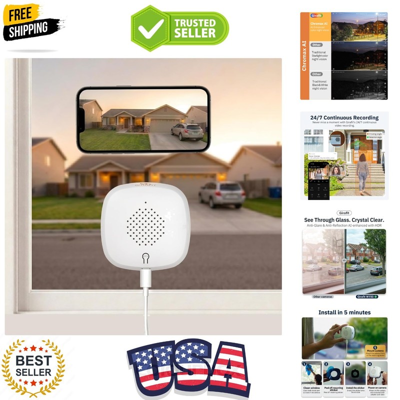 3MP 2K Window Camera,2.4GHz & 5GHz WiFi Indoor Cameras for Home Security with…