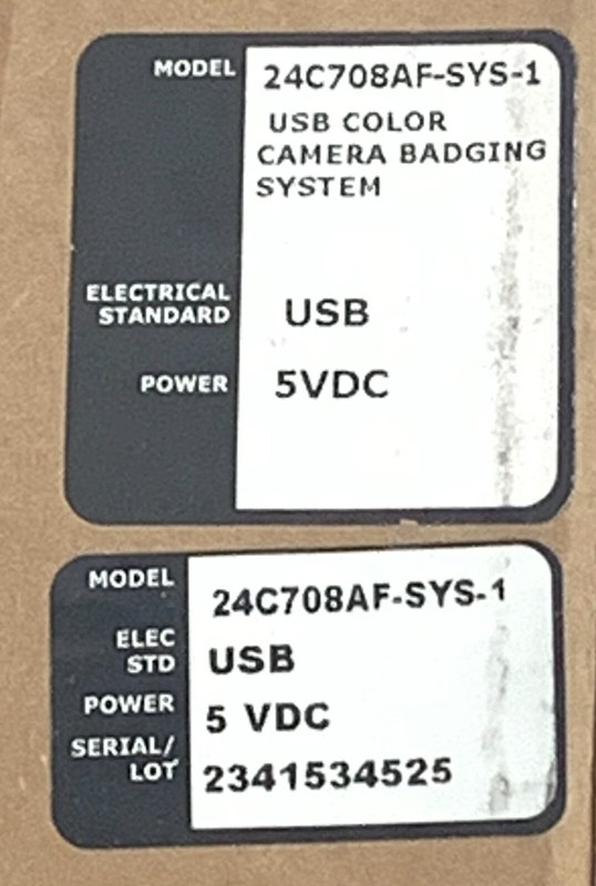 Videology 24C708AF-SYS-1 USB Color Camera Badging System gallery