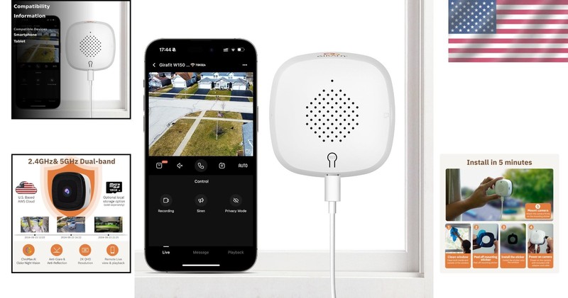 HD Wireless Window Camera with Easy Install, Night Vision & Motion Alerts gallery