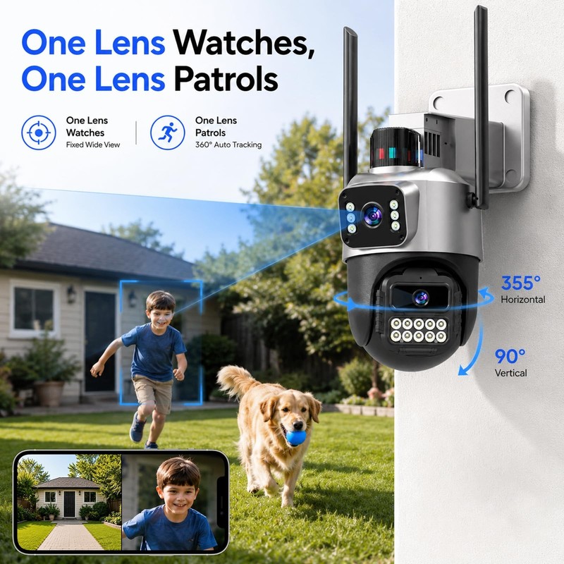 Outdoor , Dual Lens PTZ 6MP Outdoor, 6X Digital Zoom, Auto Tracking, Color Ni... gallery