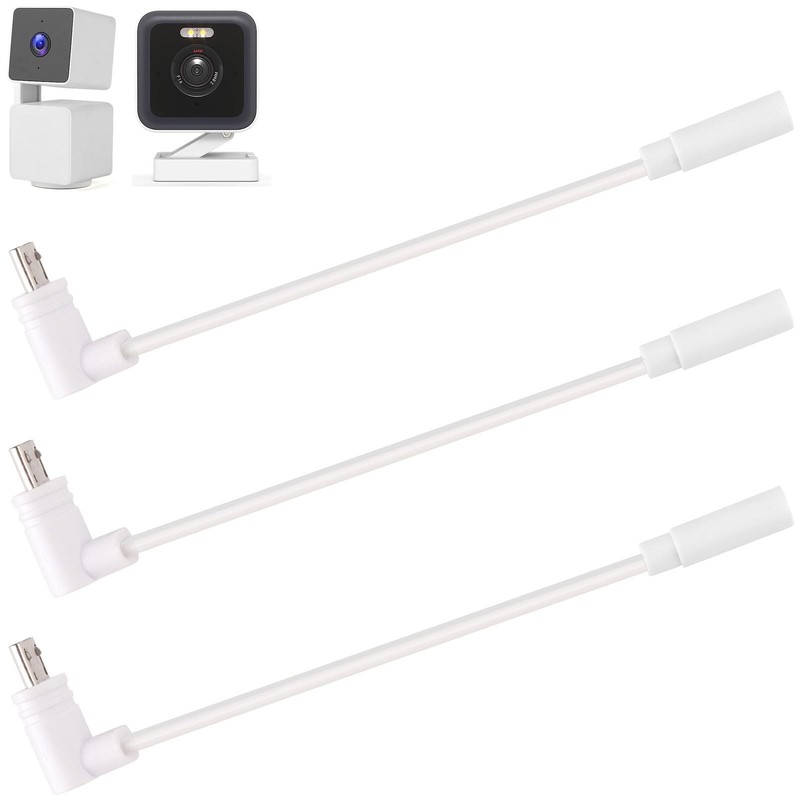 Uogw 3 Pack 90° Micro-USB Extension Cable Compatible with 5 inches, White