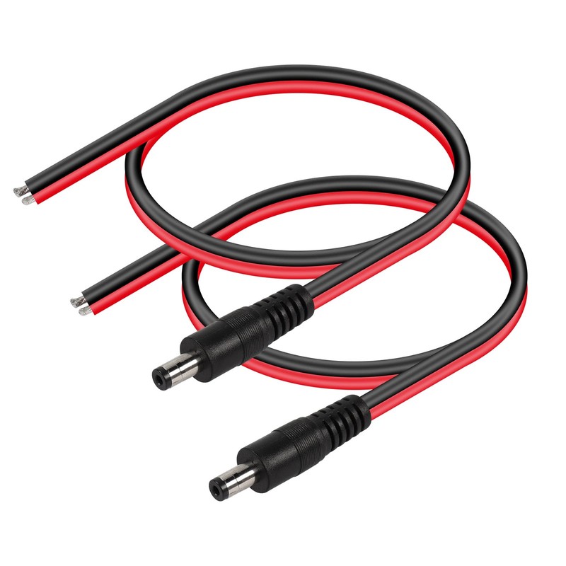 CERRXIAN DC5521 Power Pigtails Cable,1 FT 14AWG 5.5mm 0.3m black, Black
