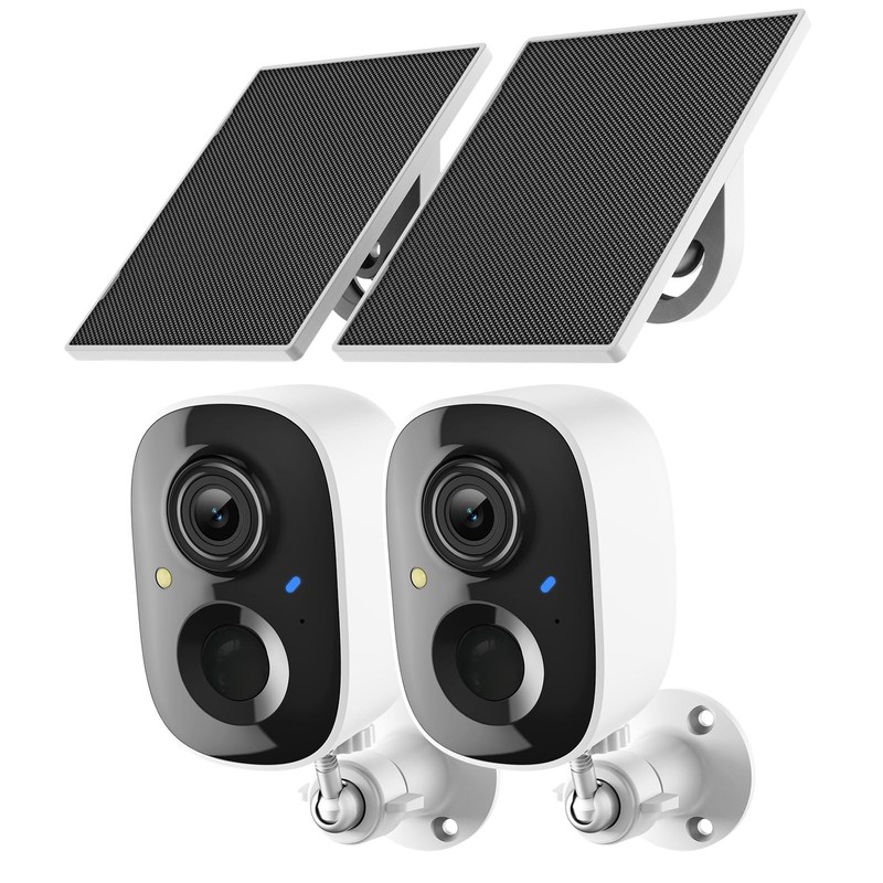 2K Security Camera Wireless Outdoor Solar Powered WiFi Cameras for Home Security