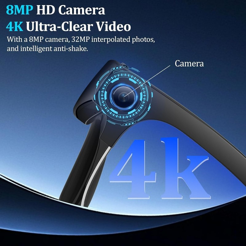 AI Smart Glasses with 4K HD Camera, 800W Anti-Shake Bluetooth Camera Glasses, gallery