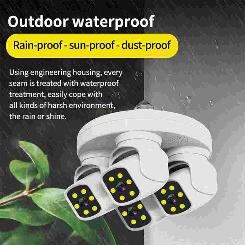 E27 Four Lens WiFi Security IP Camera Outdoor PTZ CCTV Video Cam Night Vision gallery