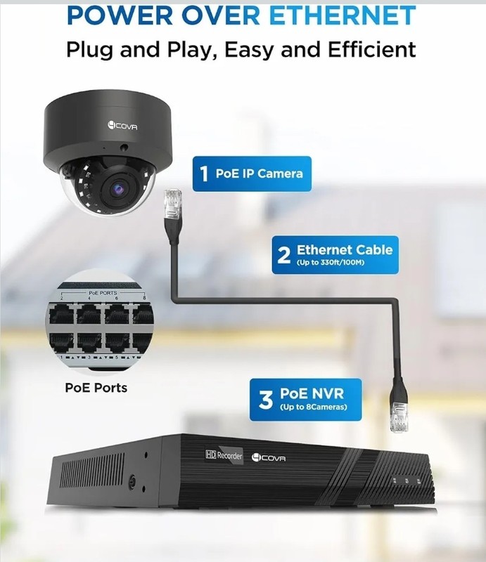 COVR 4 Camera 5MP PoE Security AutoFocus Vandal Dome IP Wired Camera w/ Mic gallery