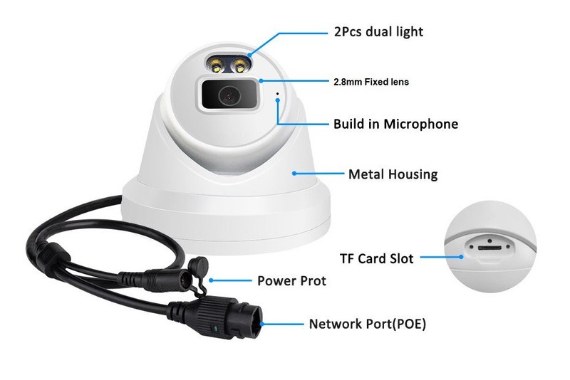 8MP IP Camera Full Night Color View Vu POE 2.8mm Microphone Vandalproof IP Cam gallery