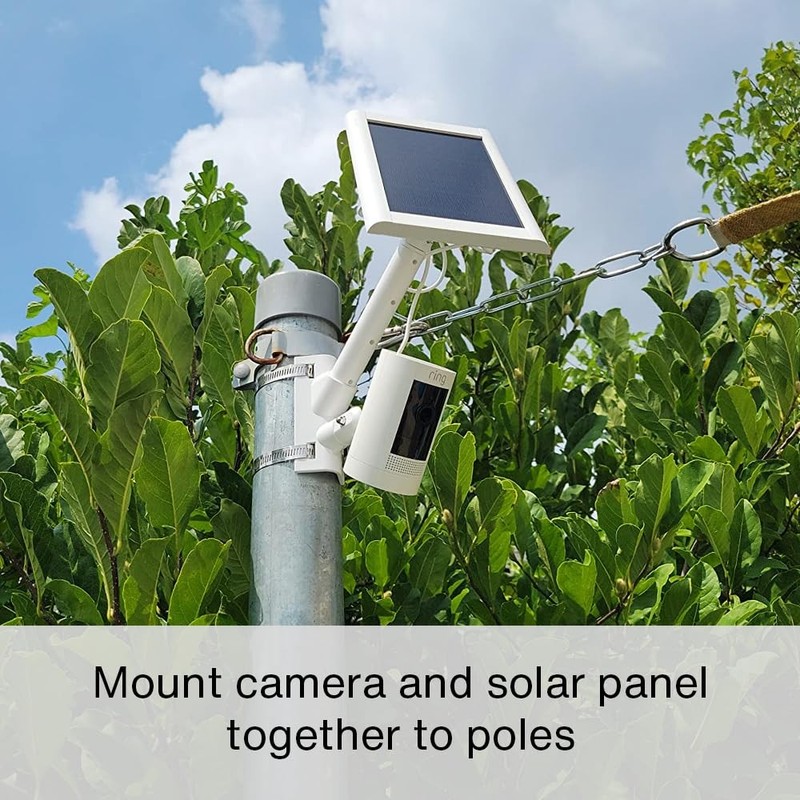 2-in-1 Pole Mount for Outdoor Cameras and Solar Panels, White gallery