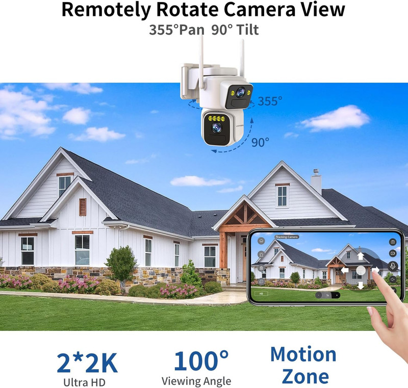 Cameras for Home Security with Dual Lens,2.4G/5G Wifi Outdoor Camera Wireless So gallery