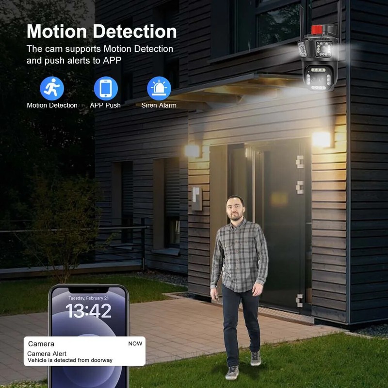 16MP Outdoor WiFi Camera PTZ 360° Surveillance Motion Tracking Security Camera gallery