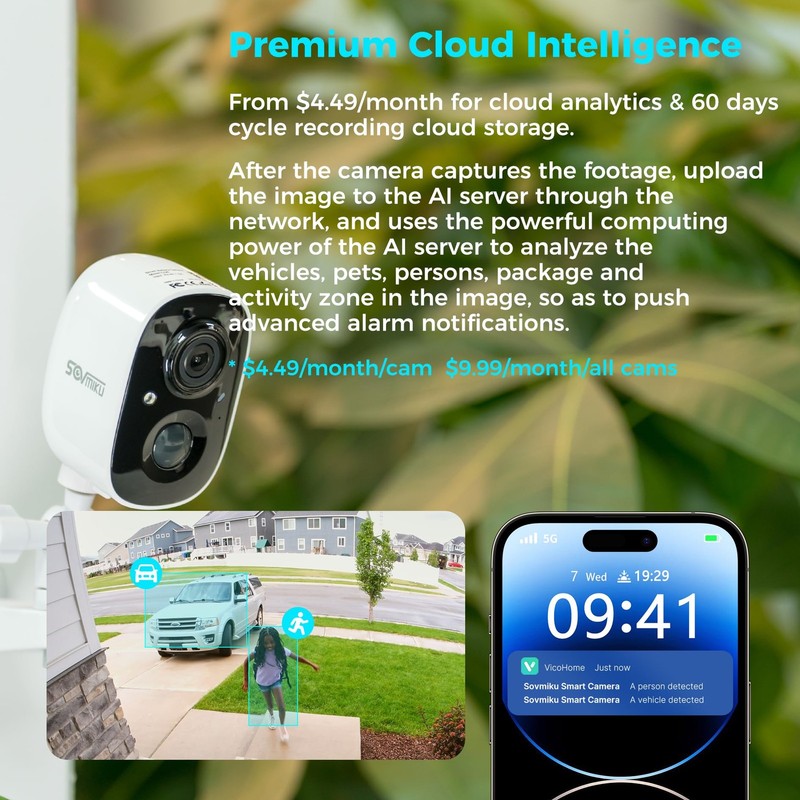 Vicohome 2K Security Camera Wireless Wi-Fi Indoor/Outdoor,Battery Powered,Eas... gallery