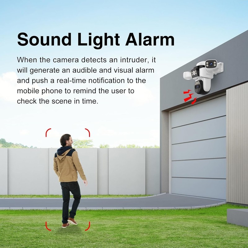 Solar Wireless Triple Lens WiFi PTZ Security Camera, Three Cameras in One, Si... gallery