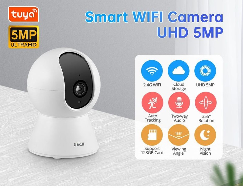 KERUI 5MP INDOOR WIFI SECURITY CAMERA TUYA SMART IP CAM W/ AUTO TRACKING gallery