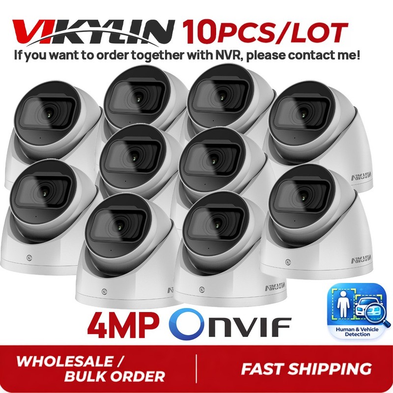 10 Pack Vikylin 4MP IP POE Camera Outdoor Home Starlight Onvif Audio Anti Theft