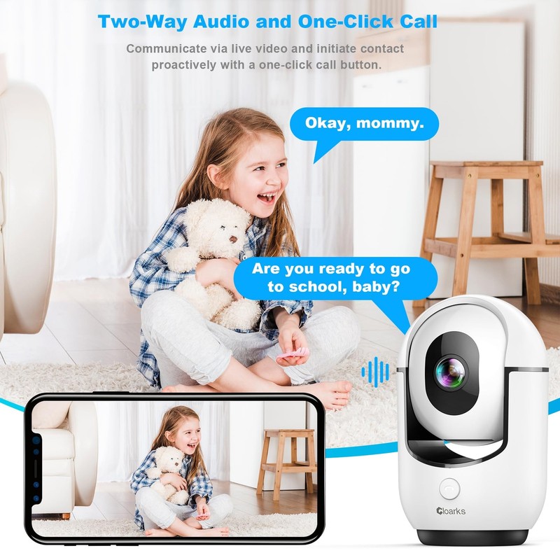 Cloarks 2K Pan/Tilt Security Camera WiFi Indoor Cameras for Home Security with gallery