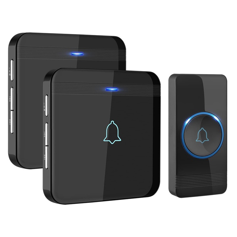 AVANTEK Wireless Doorbell, D-3B Waterproof Door Chime Kit Operating at Black