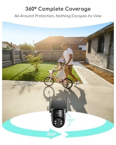 Wireless Solar Security Camera - 2K 360° Outdoor Surveillance, Color Night Visio gallery
