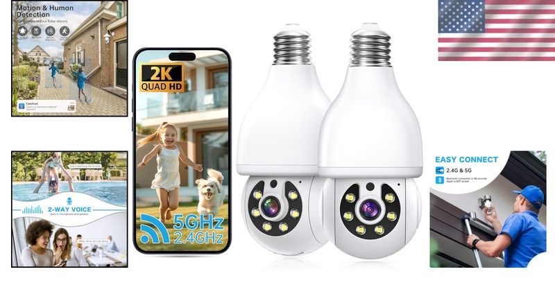 360° Light Bulb Security Camera - 5G & 2.4G WiFi, Two-Way Audio, Motion Alerts gallery