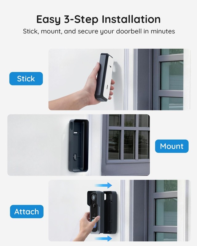 Video Doorbell Camera Wireless – No Subscription Required, 2K HD, 166° Wide V... gallery