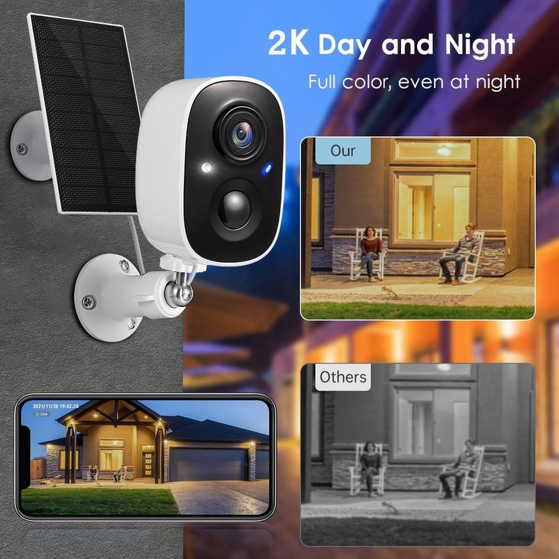 Wireless Outdoor Security Cameras 4K Solar 4 Pack, Full Color Night Vision, gallery