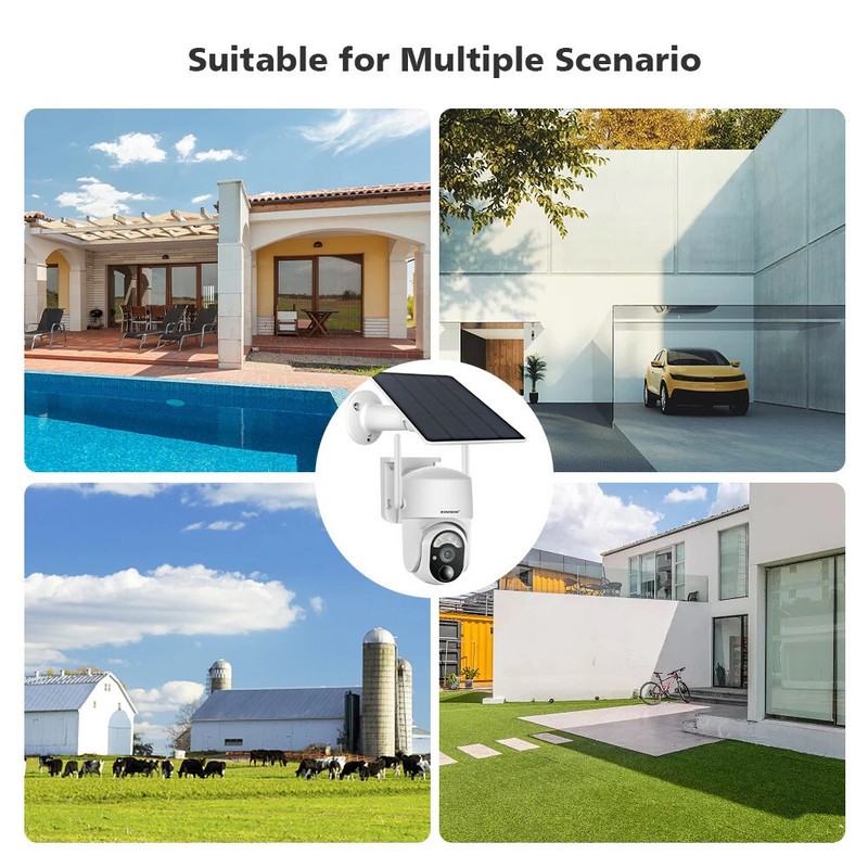 4G LTE Battery Solar Security Camera PTZ 360° View 2 Way Audio PIR Motion 5MP gallery