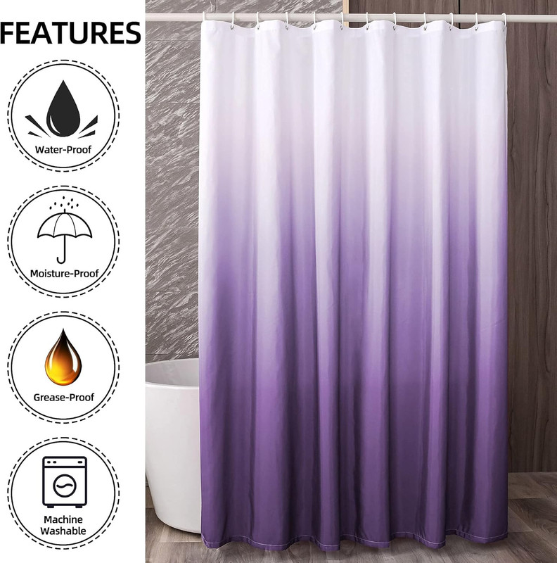 Ombre Dark Purple Shower Curtain Sets for Bathroom Accessories Fabric Polyester gallery