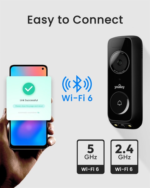 Wireless 2K Dual-Cam Video Doorbell - No Subscription, 5G WiFi, Two-Way Talk, Lo gallery