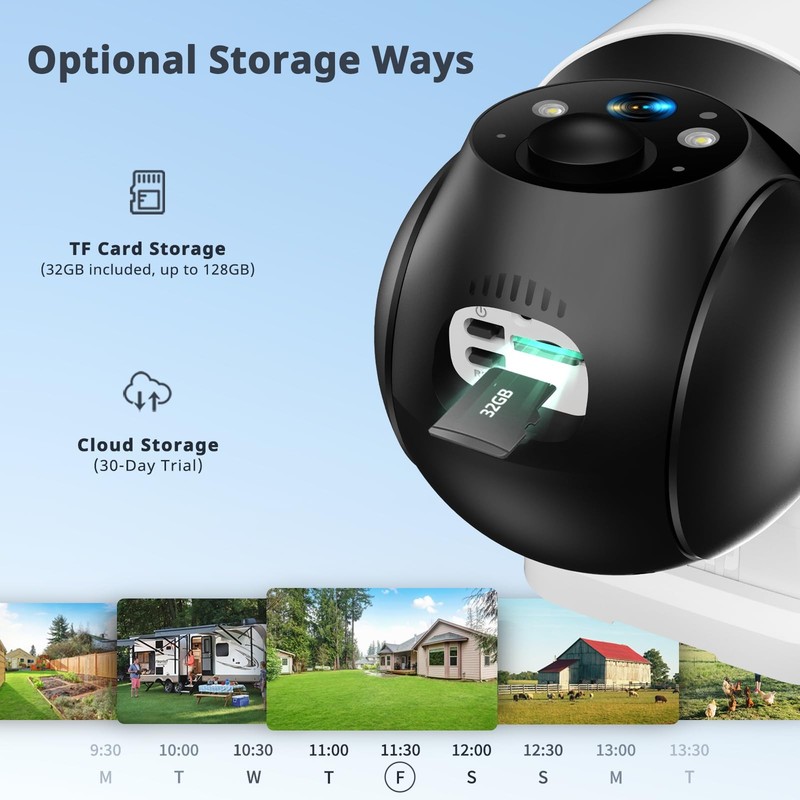 4G LTE Cellular Solar Wireless Outdoor, No WiFi with SIM Card & 32GB SD, 2K C... gallery