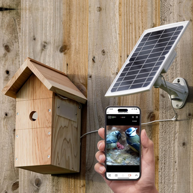 Smart Solar Birdhouse with HD Camera – WiFi Nesting Box for Garden Birds