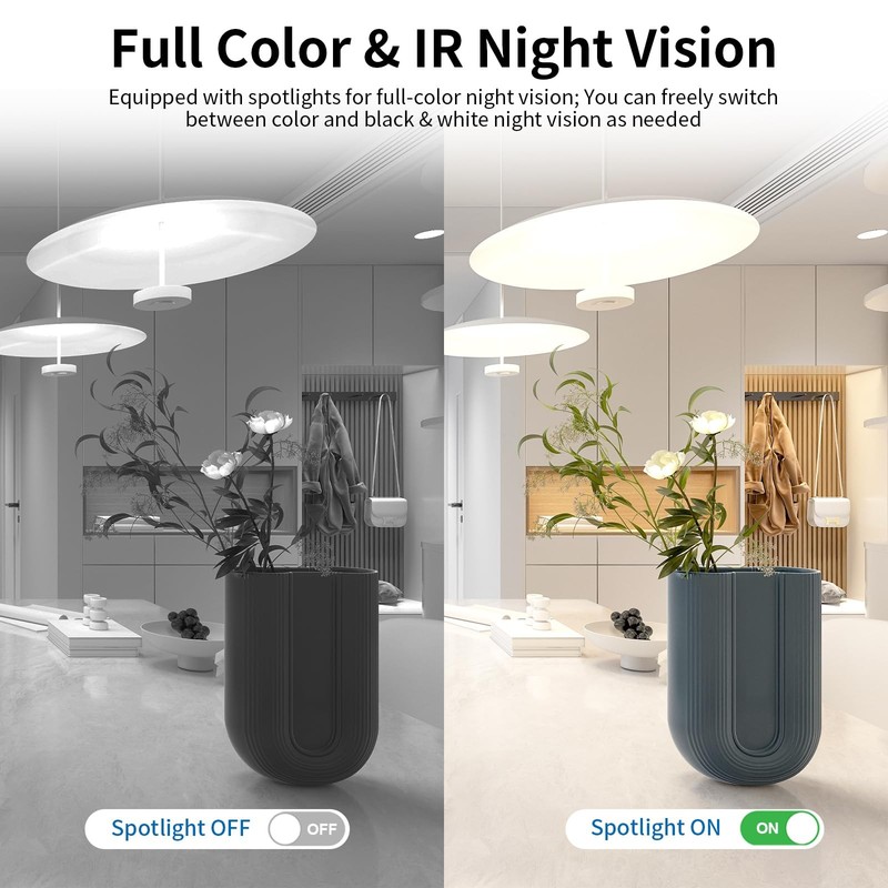 2K Indoor Security Camera with Smoke Detection, Pet Camera, 360° View, Motion... gallery