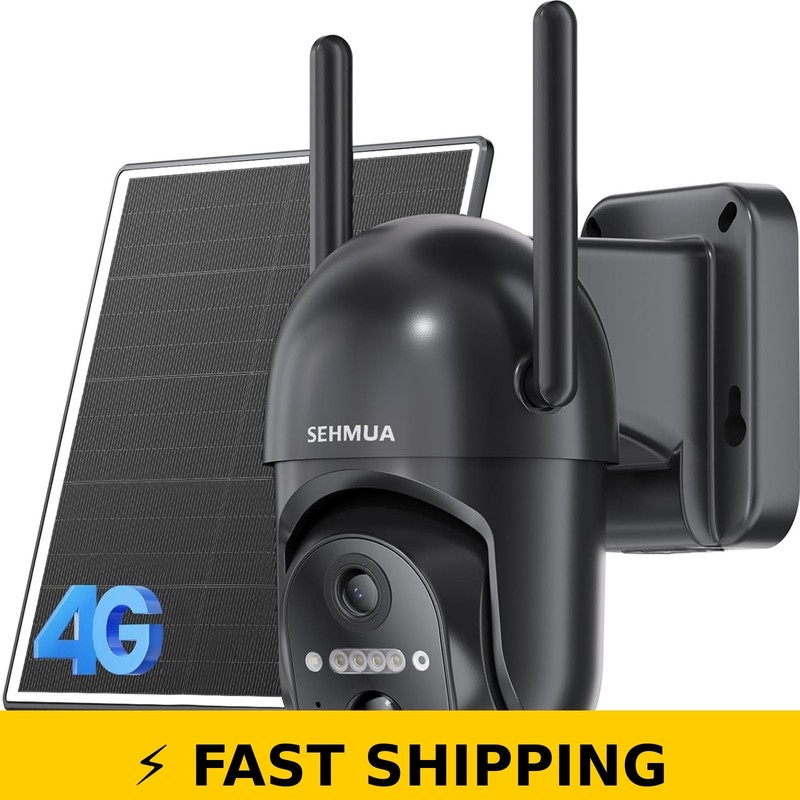 SEHMUA 4G LTE Solar Security Camera – 2K Color Night Vision