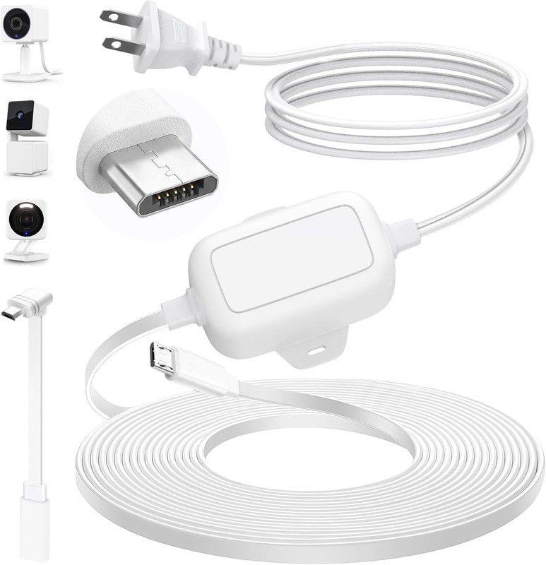 delilyn 30FT Outdoor Power Adapter for WYZE Cam V4, Cam OG/V3/V3 Pro, L-Shape... gallery